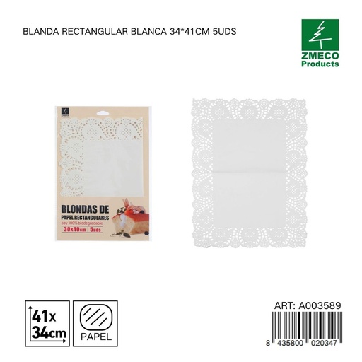[A003589] Papel para tartas blando rectangular 34x41 cm 5 uds - Utensilios de repostería y horneado