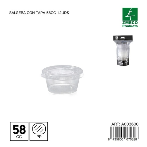 [A003600] Salsera con tapa 58 cc - Juego de dispensadores de cocina 12 uds
