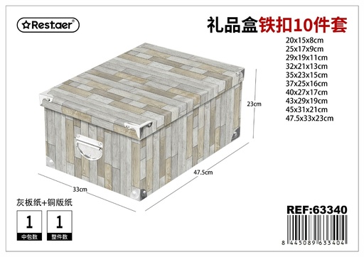 [63340] Caja 10 piezas con cierre metálico 47.5*33*23 cm - Set de empaques robustos