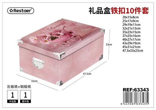 [63343] Caja 10 piezas con cierre metálico 47.5*33*23 cm - Set de empaques robustos