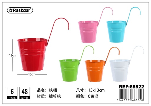 [68822] Maceta con gancho colorido (desmontable y doble uso) φ13*H13CM - Accesorios de jardín