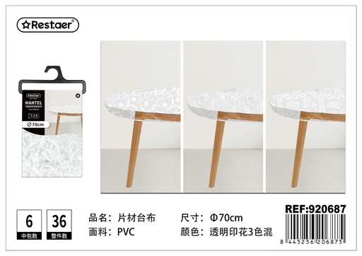 [920687] Mantel de plástico transparente con estampado φ70CM - Manteles