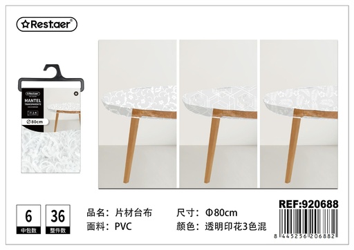 [920688] Mantel de plástico transparente con estampado φ80CM - Manteles