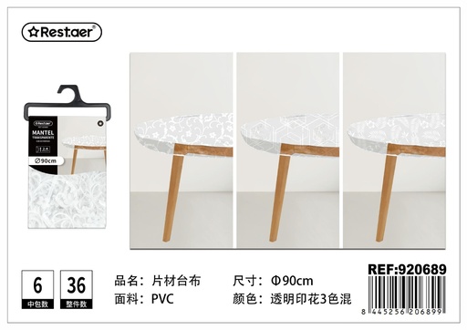 [920689] Mantel de plástico transparente con estampado φ90CM - Manteles