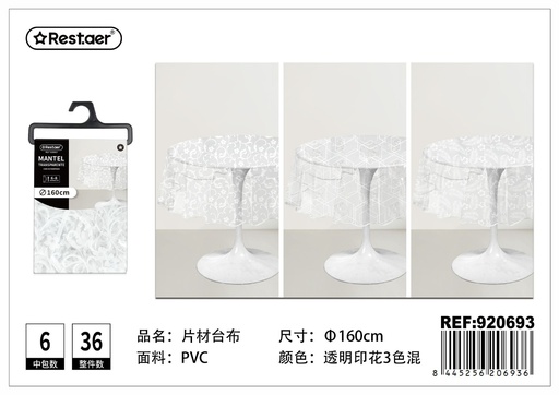 [920693] Mantel de plástico transparente redondeado φ160CM - Manteles