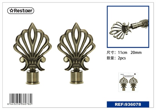 [936078] Terminal de barra de cortina de bronce antiguo 20 mm (2 piezas) - Accesorios para cortinas