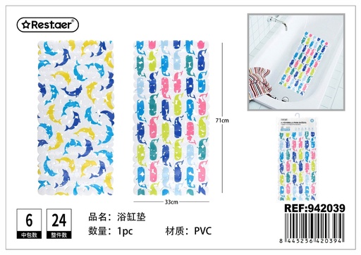 [942039] Alfombrilla para bañera rectangular con estampado 33 x 71 cm 