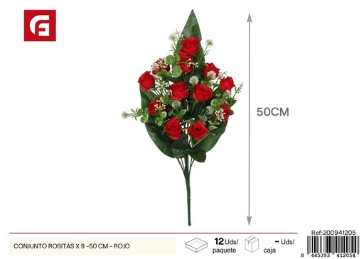 [200941205] Conjunto de rositas x 9 - 50 cm - Rojo, flores artificiales decorativas