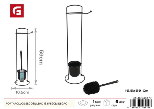 [200944479] Soporte negro para cepillo de inodoro 16.5x59cm - Accesorios de limpieza
