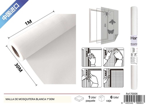 [70006] Malla de mosquitera blanca 20 mesh 1*30 m - Artículos de verano y protección