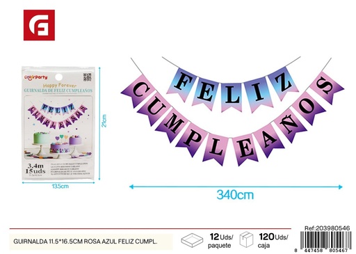 [203980546] Guirnalda con diseño de pez y mensaje de cumpleaños 11.5x16.5 cm - Decoraciones para fiestas