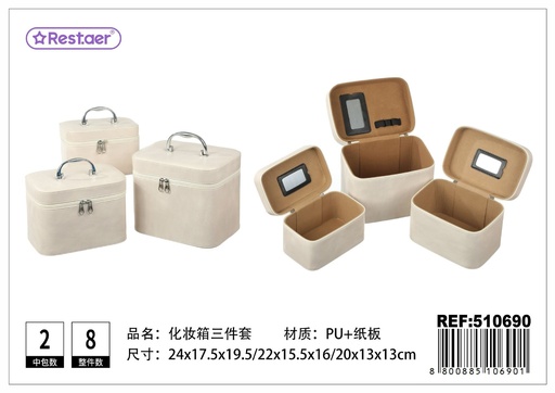 [510690] Neceser de maquillaje - Set de 3 piezas 24*17.5*19.5cm