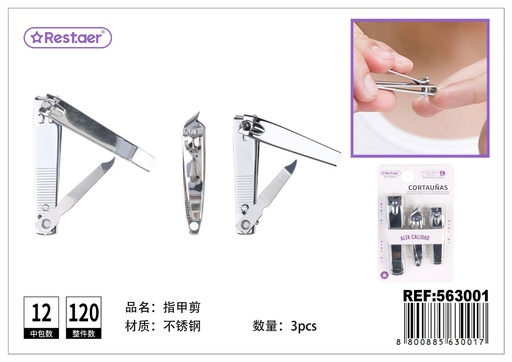 [563001] Cortauñas 3pcs - Set de herramientas de manicure