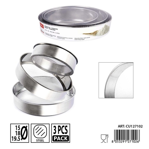 [0242749] Espaldar para harinas D15-18-19.5 cm 3pz - Utensilios de repostería
