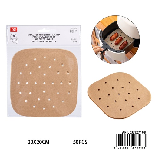 [0242903] Papel para freidora de aire cuadrado 20 cm - Accesorios de cocina desechables 50 piezas