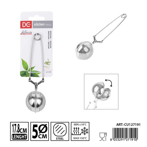 [0243260] Infusor de acero inoxidable con clip 17.8x5cm - Utensilios de cocina para café y té