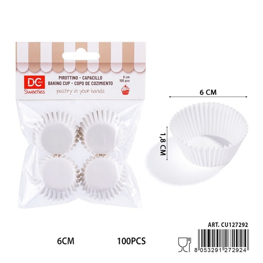 [0243271] Moldes de papel para magdalenas 6 cm 100pz - Utensilios de repostería y horneado