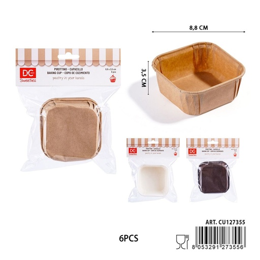 [0243521] Moldes de papel para taza con borde enrollado 8.8x3.5cm 6pz - Utensilios de repostería