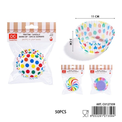 [0243525] Moldes para pasteles multicolores 11cm 50pz - Utensilios de repostería y horneado