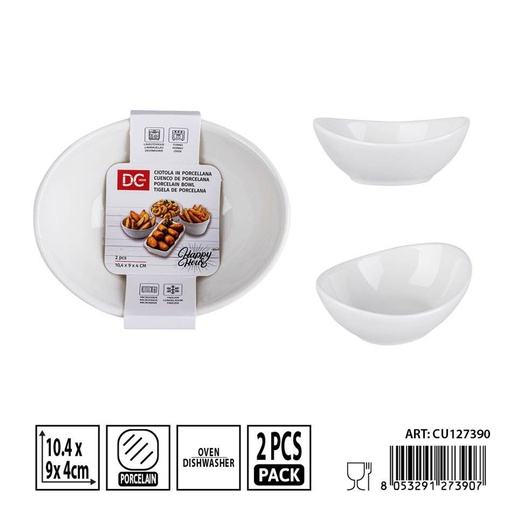 [0243620] Cubiertos de porcelana 10.4x9x4cm 2pz - Utensilios de mesa y presentación