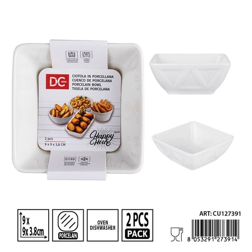 [0243621] Cubiertos de porcelana 9x9x3.8cm 2pz - Utensilios de mesa y presentación
