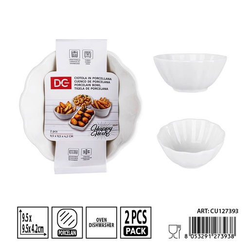 [0243623] Cubiertos de porcelana 9.5x9.5x4.2cm 2pz - Utensilios de mesa y presentación