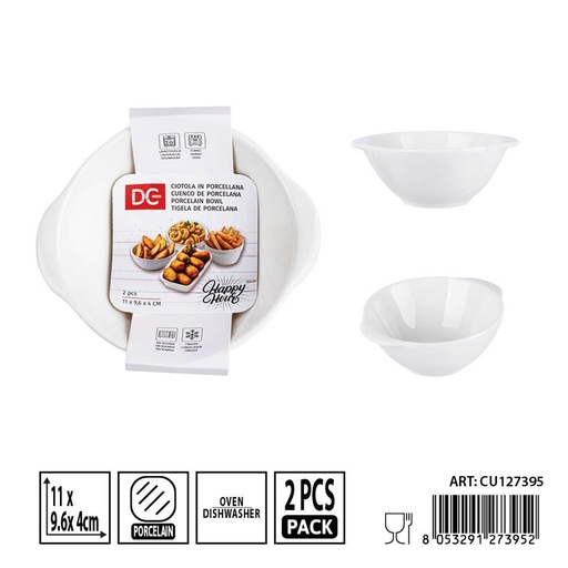 [0243625] Cubiertos de porcelana 11x9.6x4cm 2pz - Utensilios de mesa y presentación