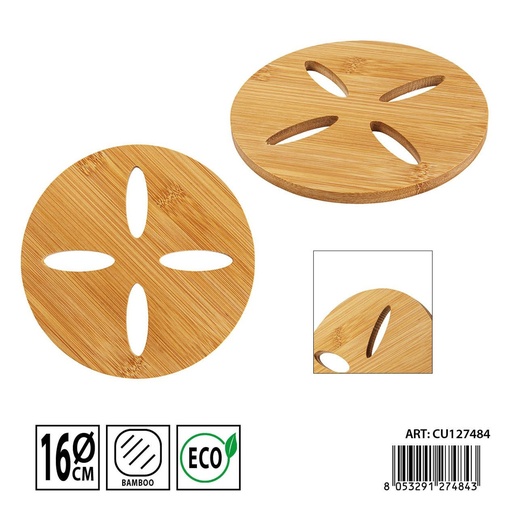 [0243686] Salvamanteles redondo de bambú 16cm - Utensilios de cocina y protección de superficies