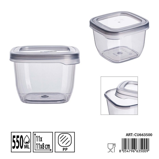 [0244849] Contenedor cuadrado para alimentos DC Casa 550 ml - Almacenamiento de comida
