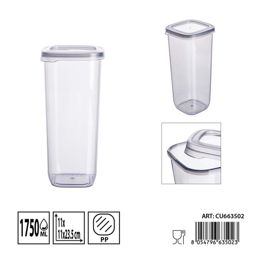 [0244851] Contenedor de alimentos cuadrado 1750 ml - Almacenamiento plástico y recipientes