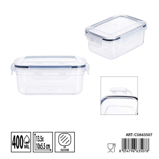[0244856] Contenedor hermético rectangular DC Casa 400 ml - Almacenamiento de comida