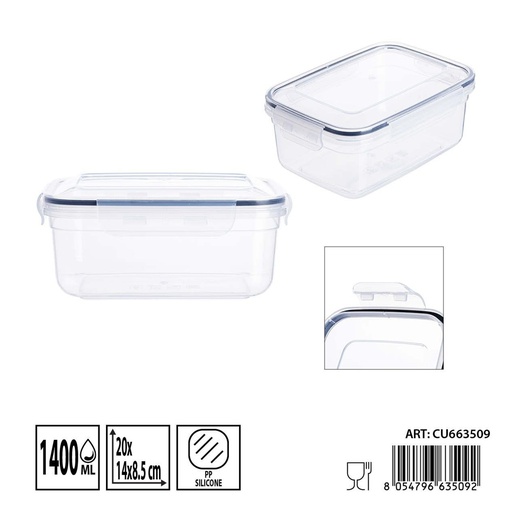 [0244858] Contenedor hermético rectangular 1400 ml - Almacenamiento plástico y recipientes