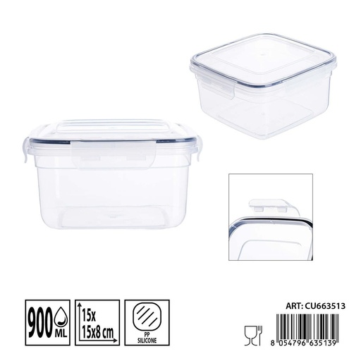 [0244862] Contenedor hermético cuadrado 900 ml - Almacenamiento plástico y recipientes