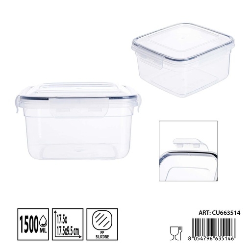 [0244863] Contenedor hermético cuadrado 1500 ml - Almacenamiento plástico y recipientes