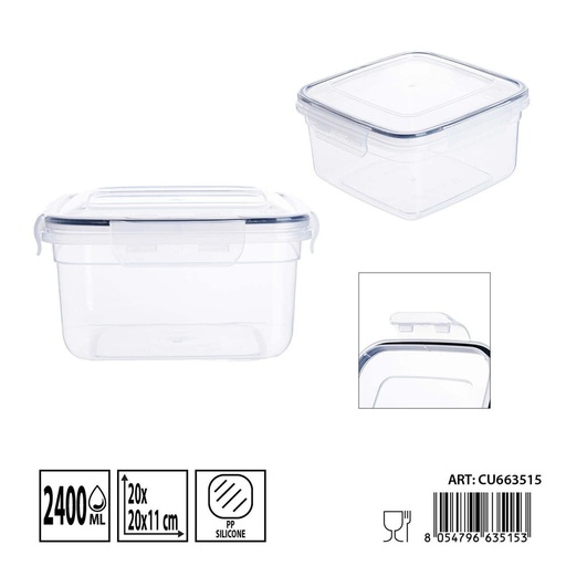 [0244864] Contenedor hermético cuadrado 2400 ml - Almacenamiento plástico y recipientes