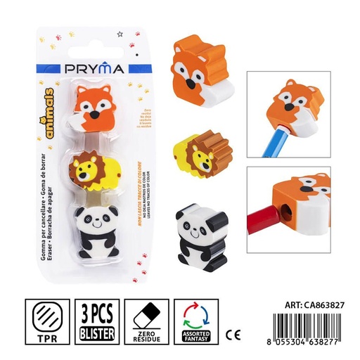 [0237898] Goma borradora 3 piezas - Papelería escolar y útiles