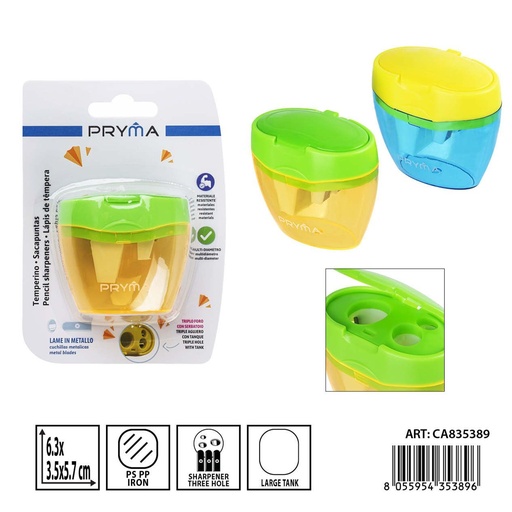 [0243394] Sacapuntas trible agujero 6.3x3.5x5.7 cm - Papelería escolar y útiles de escritura