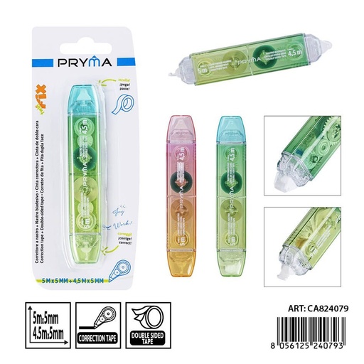 [0242630] Cinta correctora + cinta adhesiva 5mm x 5m - Papelería escolar y corrección
