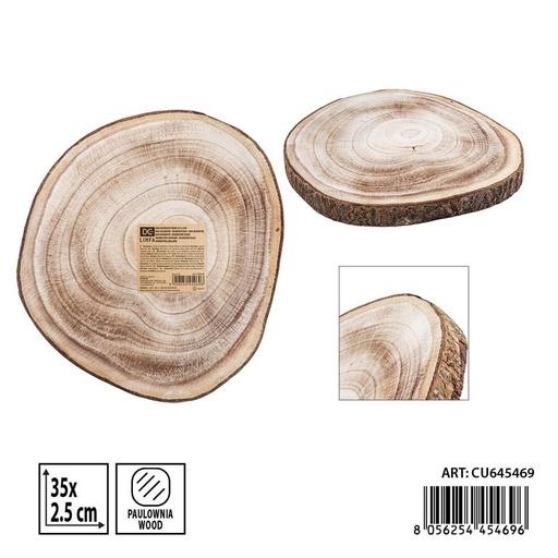[0239763] Base redonda decorativa de madera 30X30X2.5 cm - Accesorios de cocina y madera