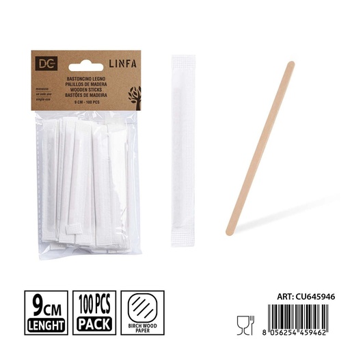[0242183] Palitos para café 100 piezas 9X0.5X0.13 cm - Accesorios de cocina
