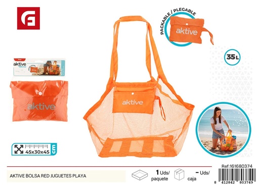 [161680374] Bolsa de juguetes de playa roja AKTIVE - Accesorios de verano y juguetes de playa
