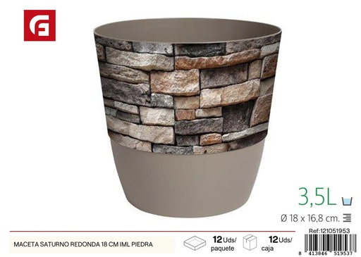 [121051953] Maceta Saturno redonda IML piedra 18 cm - Jardinería y decoración del hogar