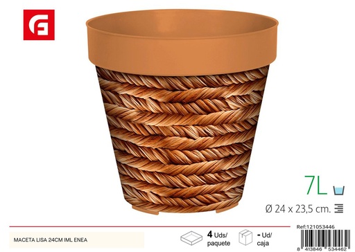 [121053446] Maceta lisa de 24 cm con textura de enea - Decoración de jardín y macetas