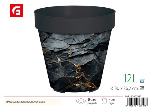 [121053547] Maceta lisa de 30 cm con textura de black gold - Decoración de jardín y macetas