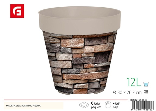 [121053548] Maceta lisa de 30 cm IML con textura de piedra - Plásticos para el hogar y jardinería