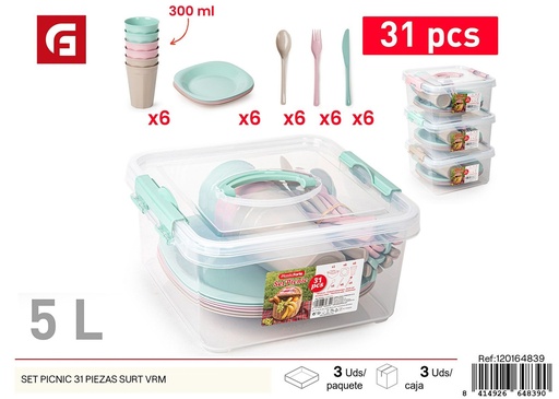 [120164839] Set de picnic 31 piezas surtido VRM - Plásticos de cocina y utensilios