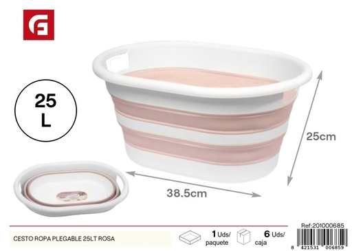 [201000685] Cesto de ropa plegable rosa 25 L - Plásticos del hogar y cestos
