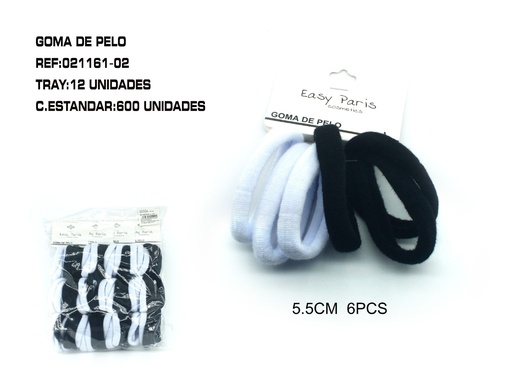 [021161-02] Goma de pelo 5.5 cm 12 unidades - Accesorios para el cabello
