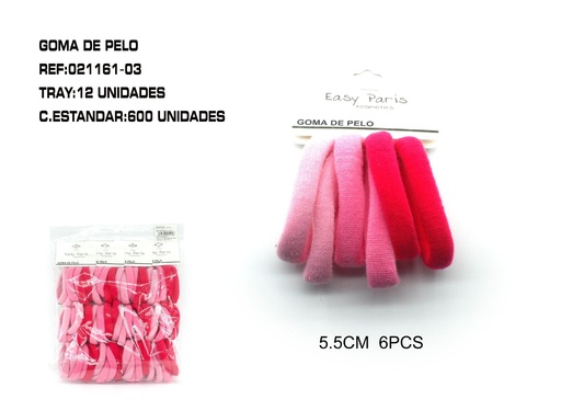 [021161-03] Goma de pelo 5.5 cm 12 unidades - Accesorios para el cabello