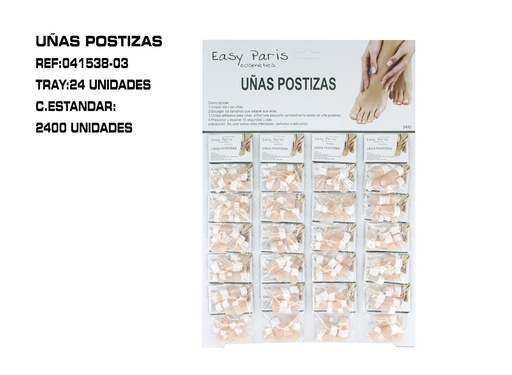 [041538-03] Uñas postizas color nude 24 unidades - Uñas artificiales para adultos